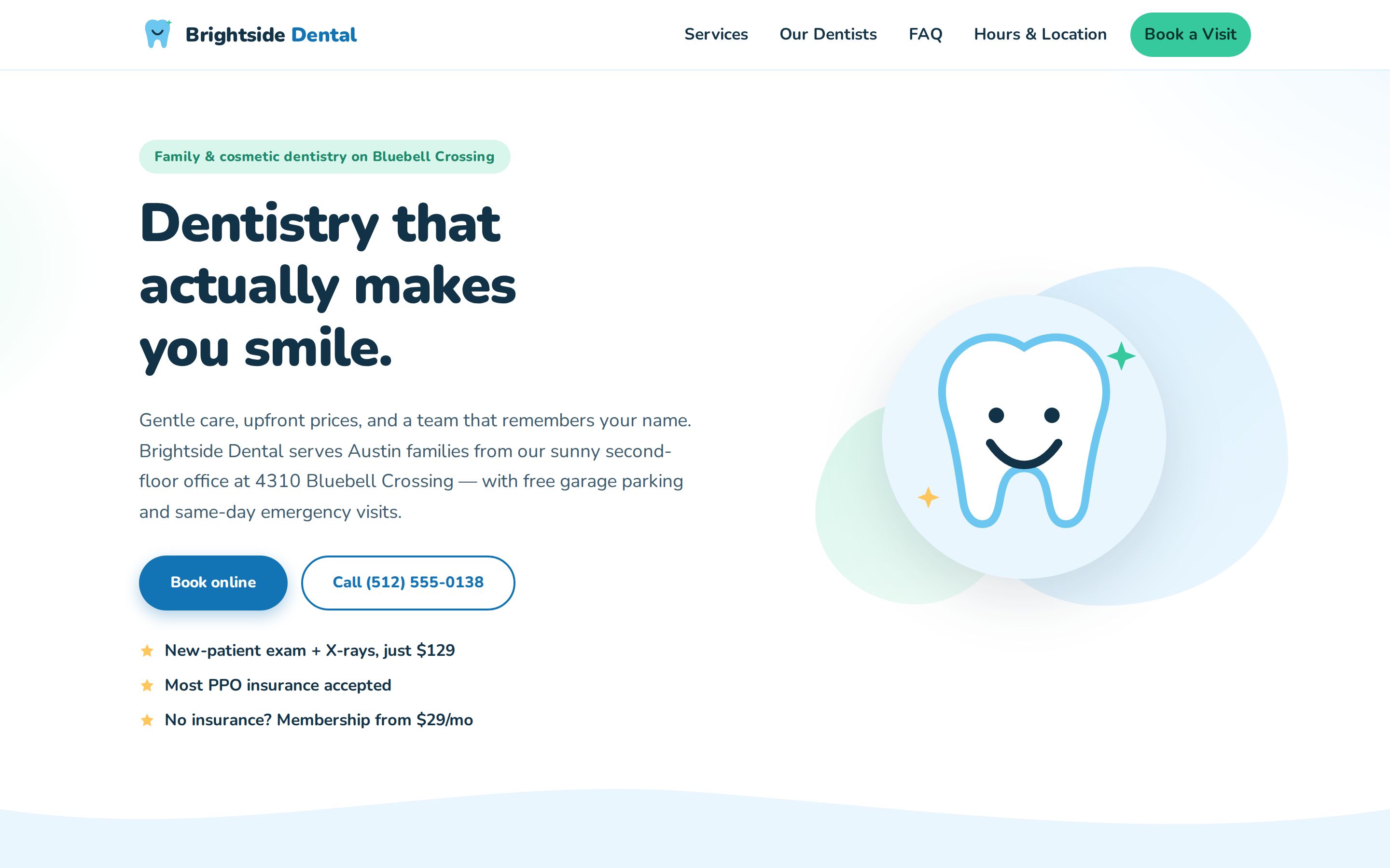 Brightside Dental website — Austin, TX